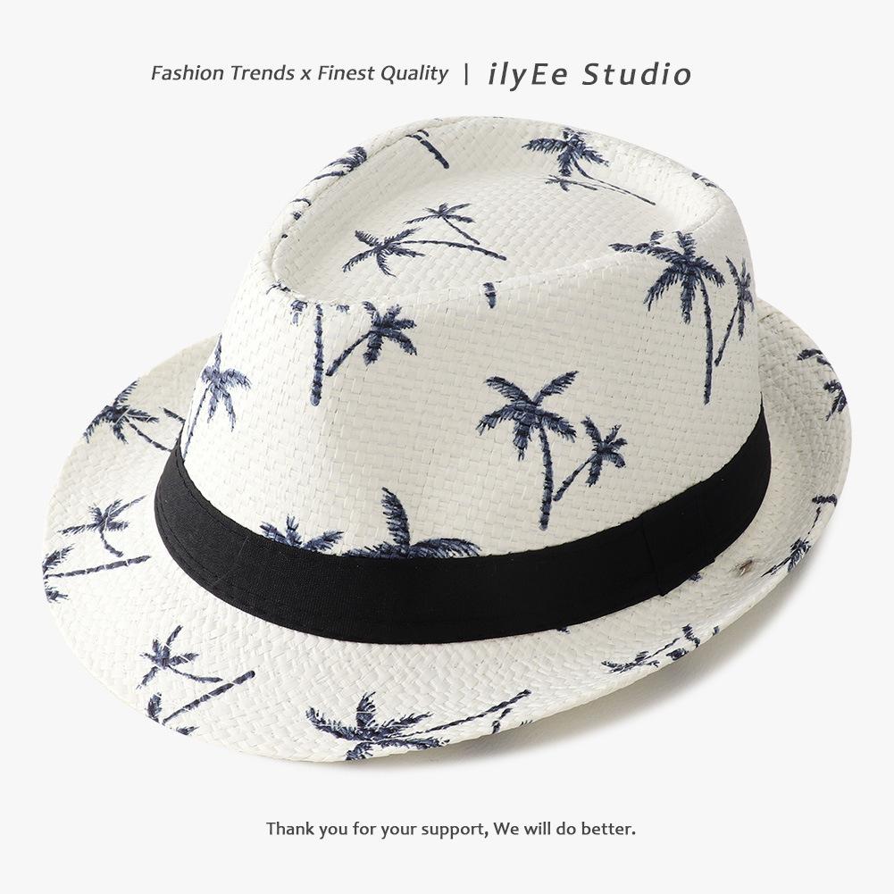 Men's Panama Straw Hat Summer New British Jazz Hat Women's Sunshade Sun Protection Beach Flat Top Hat