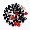 Roses Women Round Bead Necklace Cross Pendant Alloy Material Valentine Gift Day