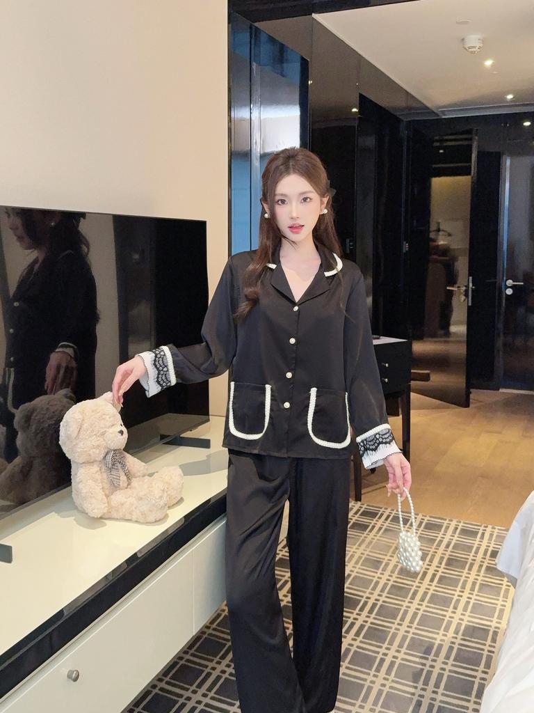 New Xiaoxiangfeng pajamas women's spring and autumn lace high-end long-sleeved trousers loungewear set
