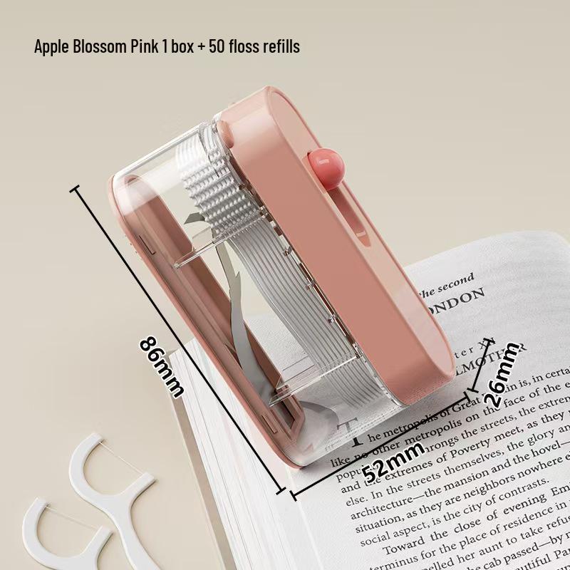 Dopamine Portable Floss & Toothpick Box: Automatic Pop-Up, Ultra-Fine Mini Floss Sticks