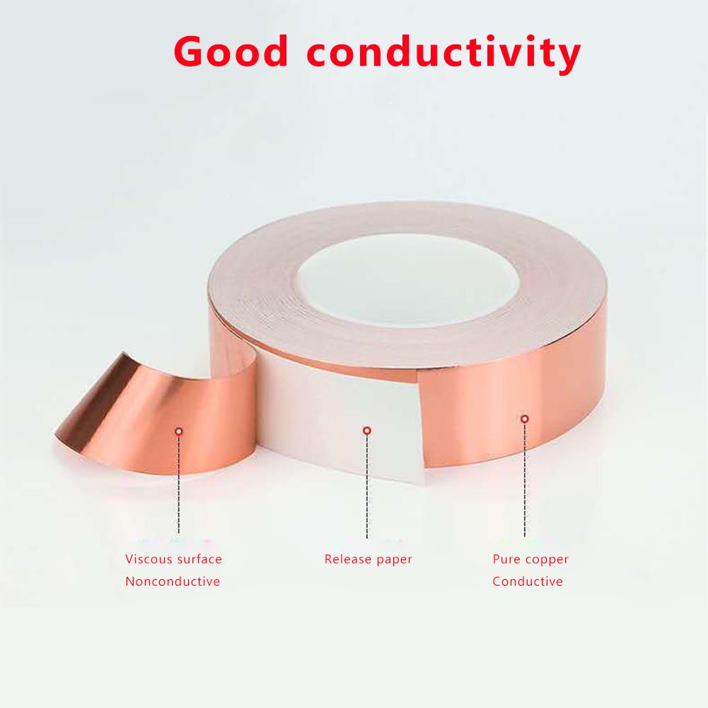 5m Conductive Copper Foil Tape Screening Adhesive Self Adhesive Conductive Shielding Tape Double-sided 25mm for Slug Snail