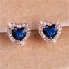 Boho Female Blue Heart Zircon Stone Earrings Cute Rose Gold Color Summer Wedding  For Women
