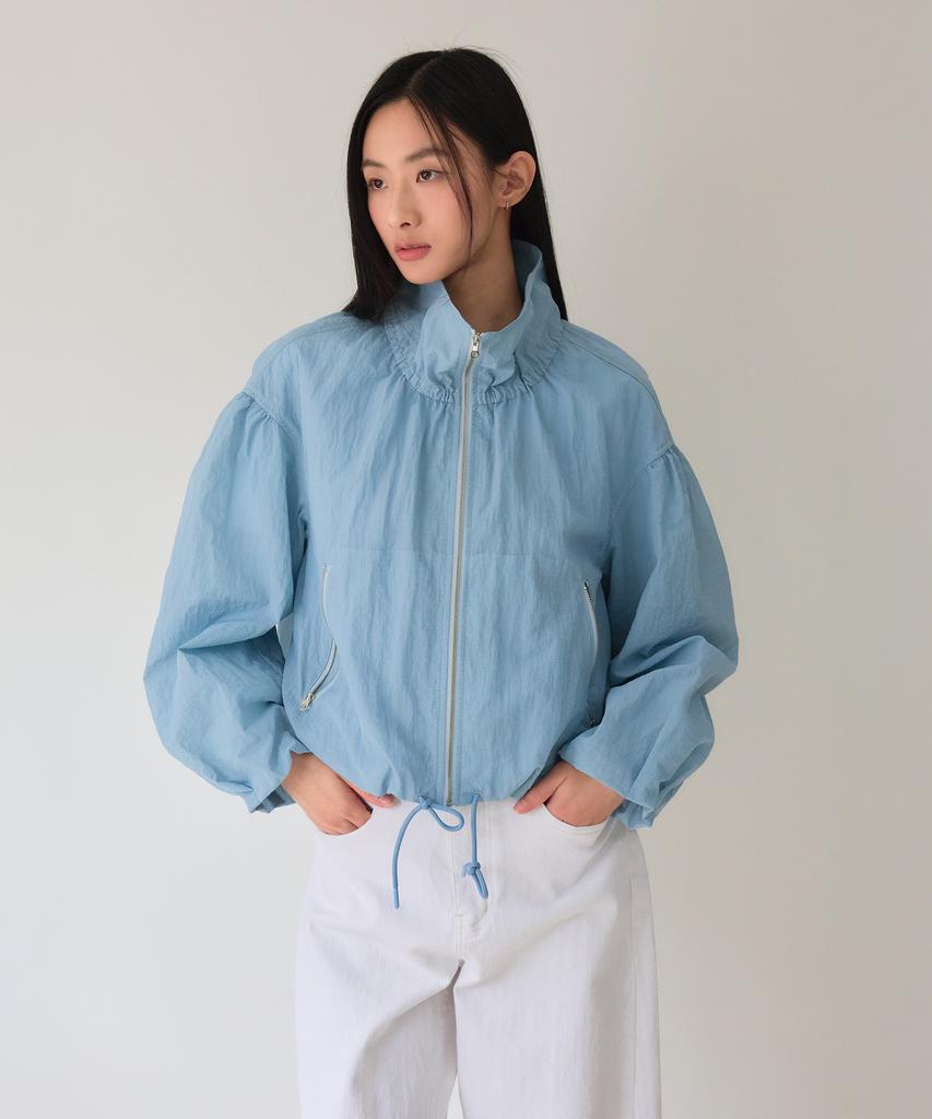 Theelo Shirred Volume Zip-Up Jumper (Light Blue)