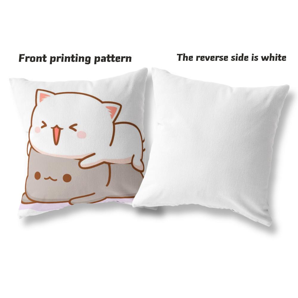 Cartoon Peach Cat Pattern Series Decorative Pillowcase, Square Pillowcase, Home Office Decoration Funda De Almohada