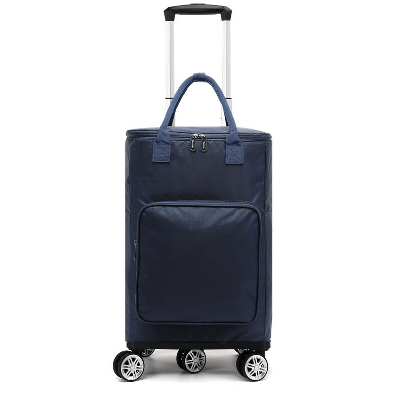 Portable Small Trolley Cart with Universal Wheels and Insulated Shopping Bag