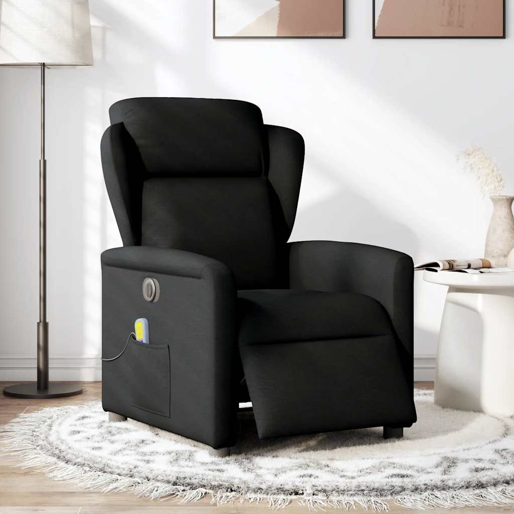 Foldable Massage Armchair, Electric, Black, Fabric