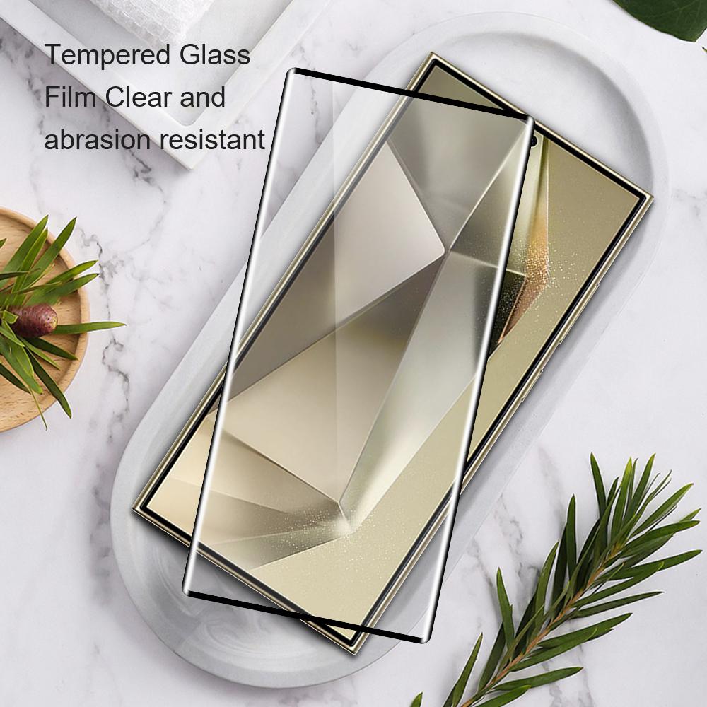 AMORUS For Samsung Galaxy S24 Ultra Tempered Glass Film 3D Curved Black Edge Screen Protector