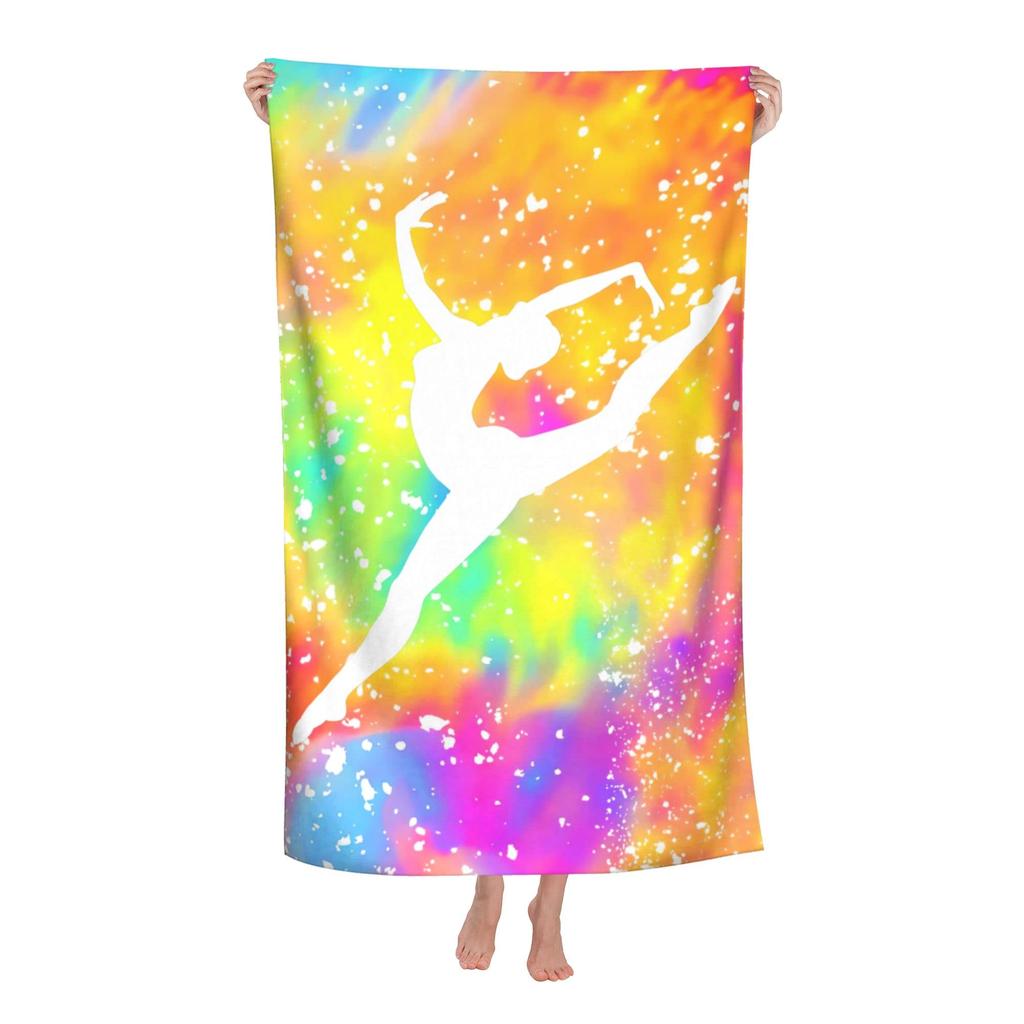Watercolor Gymnastic Elegant Dance Girl Beach Towel Ballet Girl Soft Absorbent Bath Towel Quick Dry Towel for Bathroom Hotel Gym