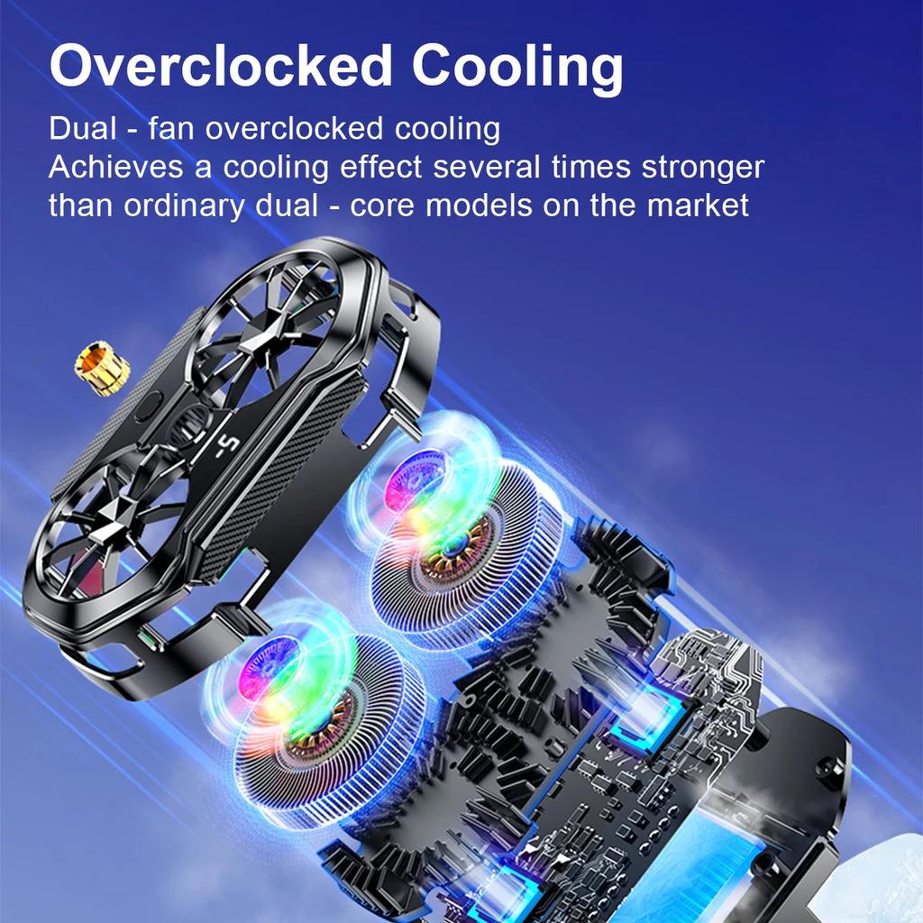 Mobile Phone Cooler Silent Semiconductor Dual Fan Cooling Phone Heating Outdoor Live Streaming Mobile Gaming E-Sports Cooling