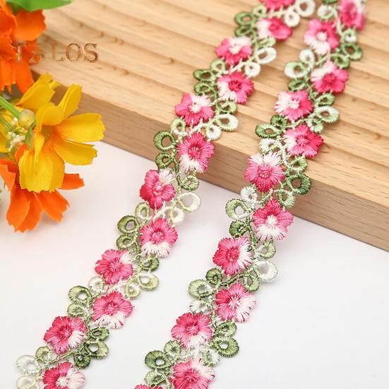 Flower Lace Trim Ribbon Vibrant Color Widely Used DIY Crafts Embroidered Crochet Lace Trim Fabric Decorations for Sewing