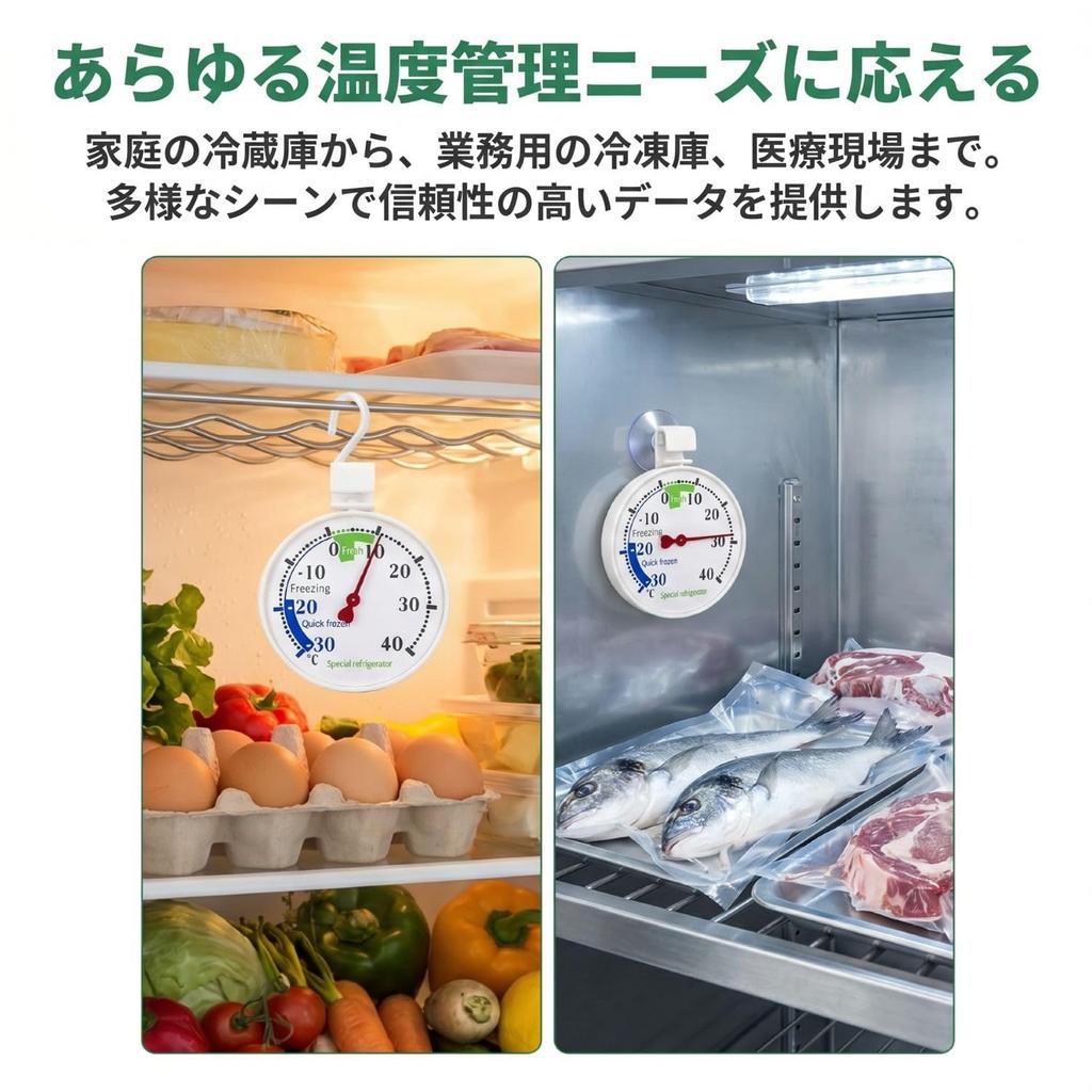KKLM Freezer Thermometer for Refrigerators and Freezers, Food Cryometer -30℃ to 40℃ Measurement Range, with Suction Cup, Removable, Compact, Easy