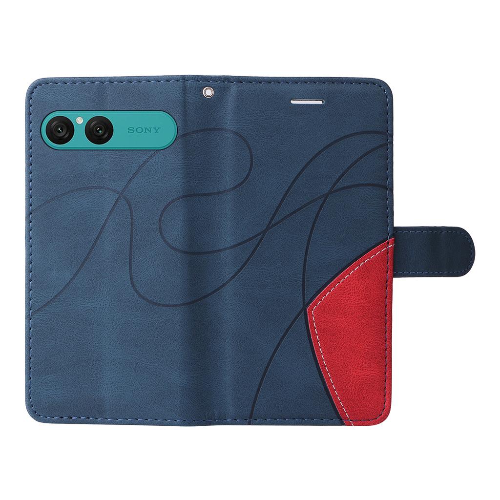 For Sony Xperia 10 VII Leather Phone Case Stand Wallet with Bi-colour Splicing Design