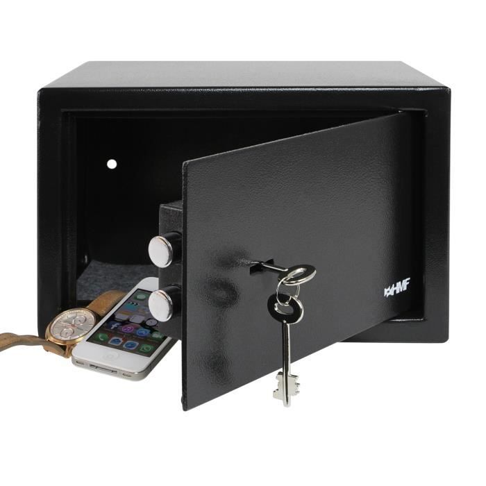 Coffre-fort à poser - hmf - 49200-02 - serrure à panneton double - 31 x 20 x 20 cm - noir