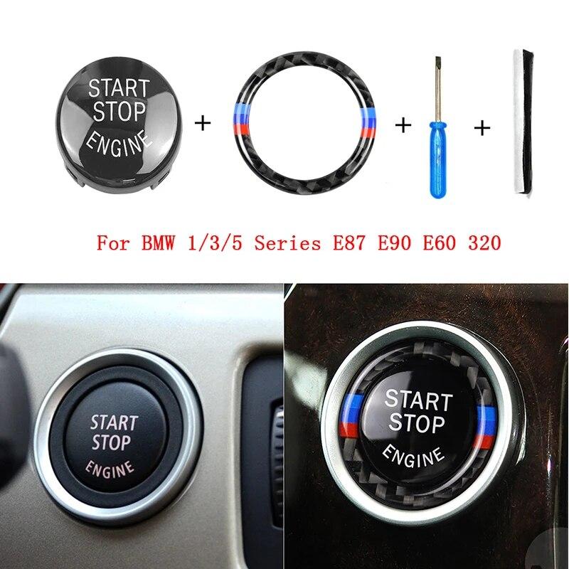 Auto Motor Start Stop Tlačítko Ozdobný kroužek Auta Styl příslušenství pro BMW řady 1/3/5 E87 E90 E60 320
