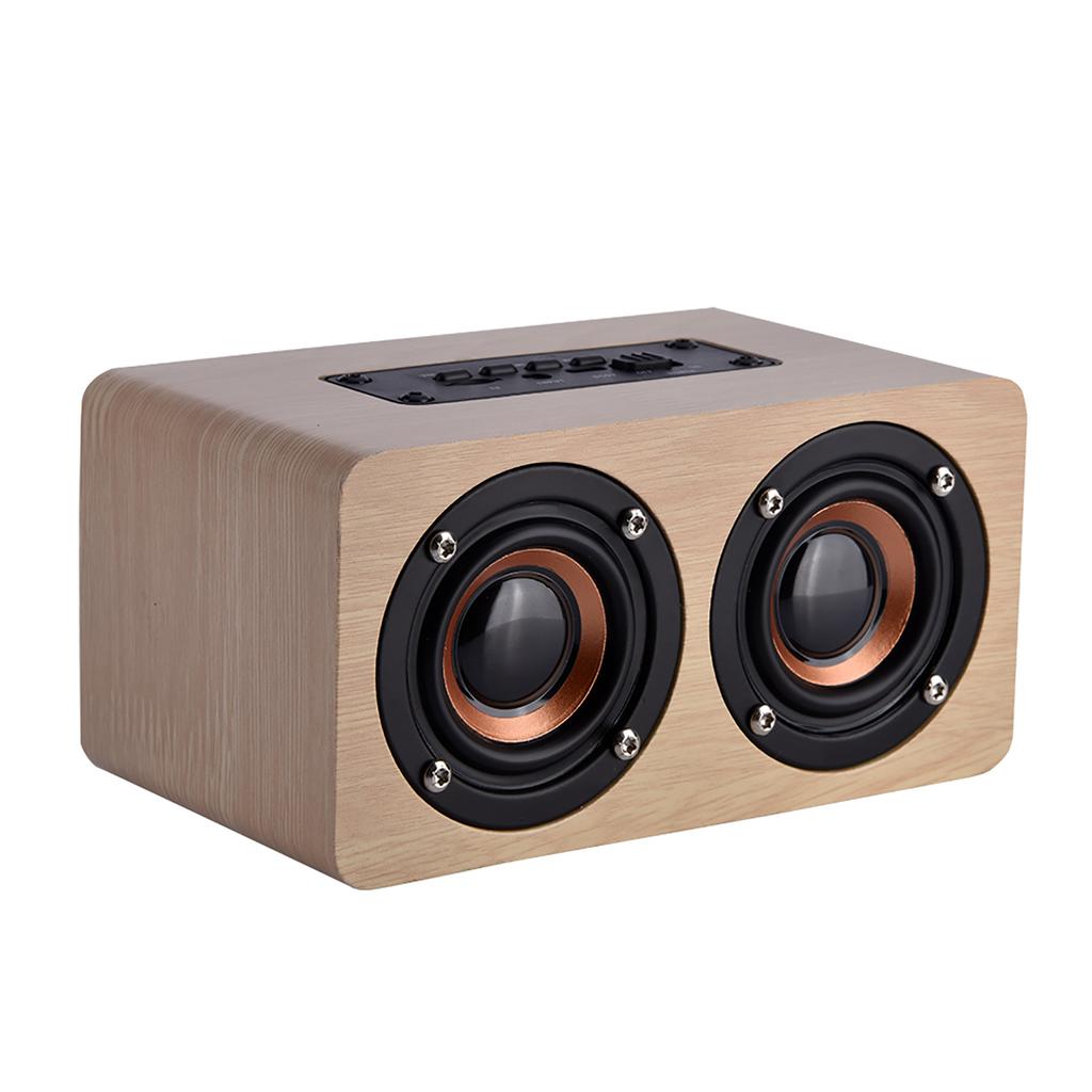   Portable Wooden   Speaker Wireless Stereo Loudspeakers with 2 Horn Red Wood