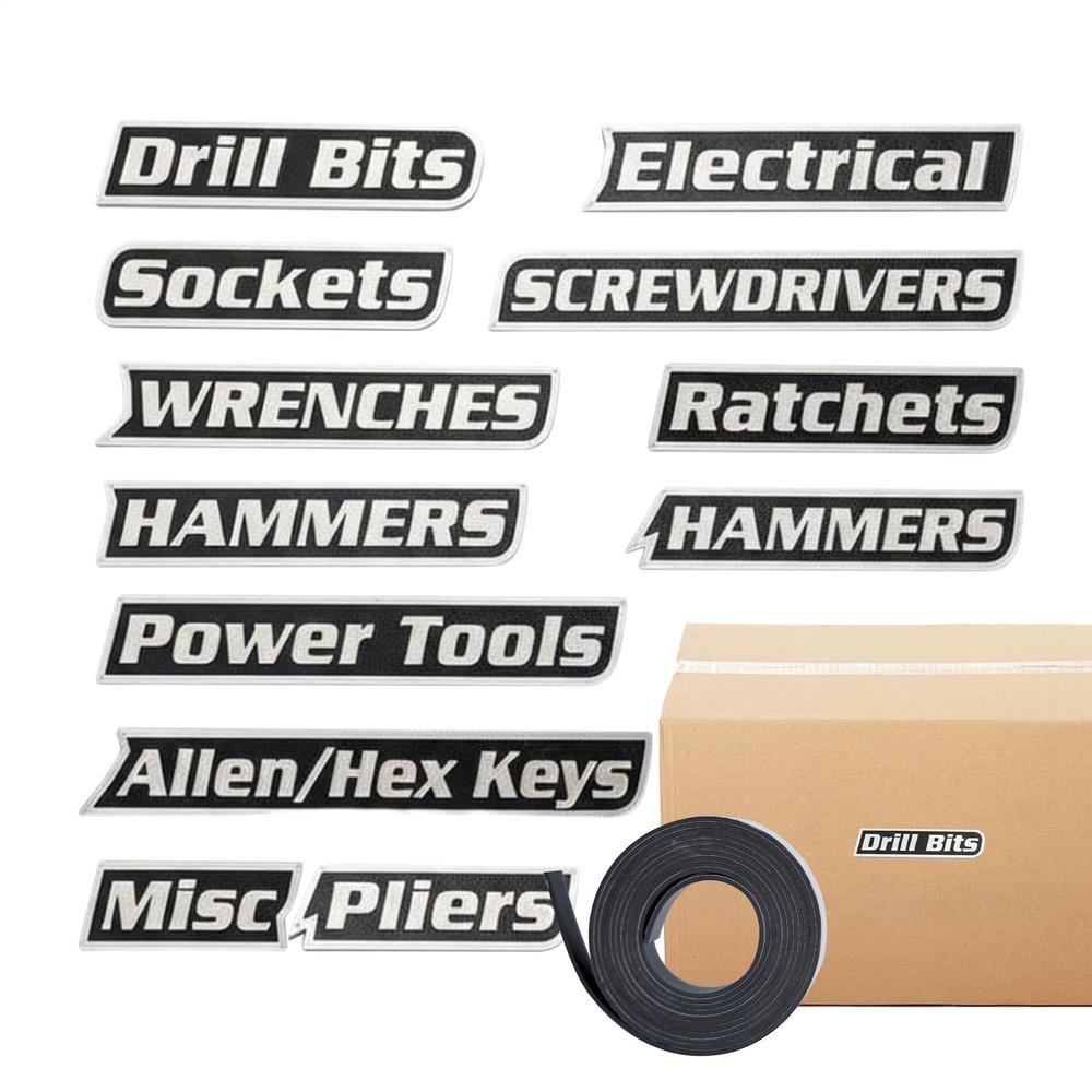

Tool Box Labels 3D-Printed Drawer Tags With Magnet Stickers Toolbox Magnetic Labels For Identifying Classification Carts Garage срібний