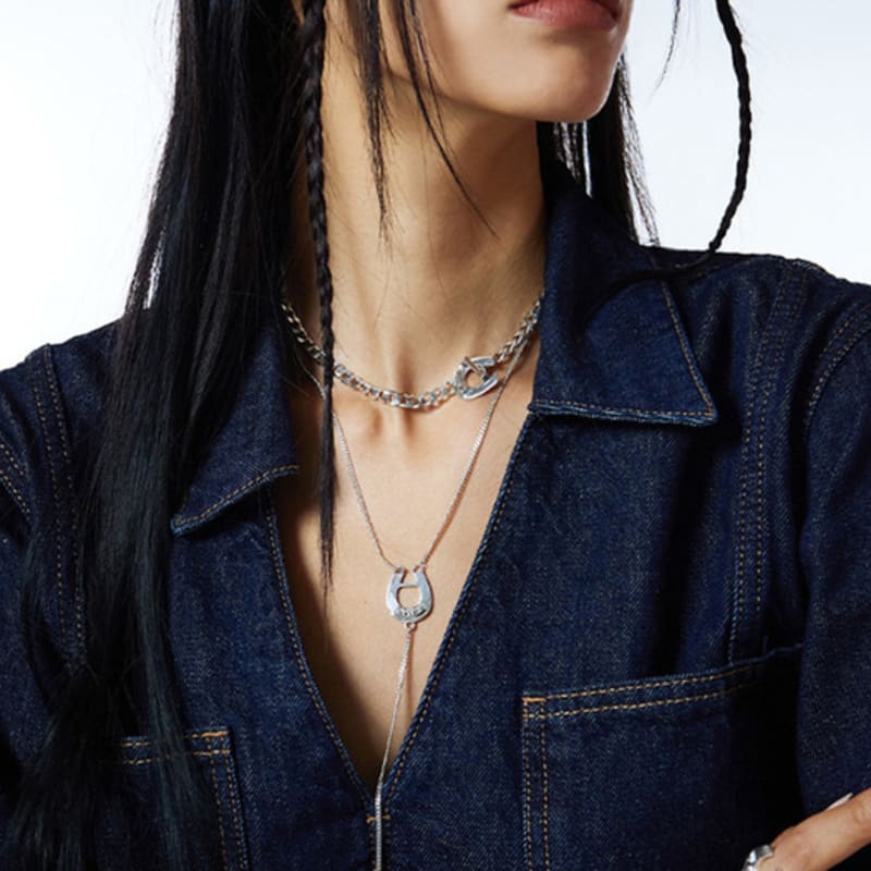 NIMBUS Horseshoe Drop Ball Y Chain Necklace