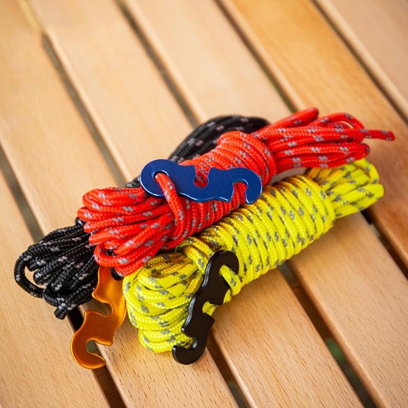 4pack Durability Reflective Tent Cords Reinforced Windproof Rope with Buckles for Enhances Night Safety