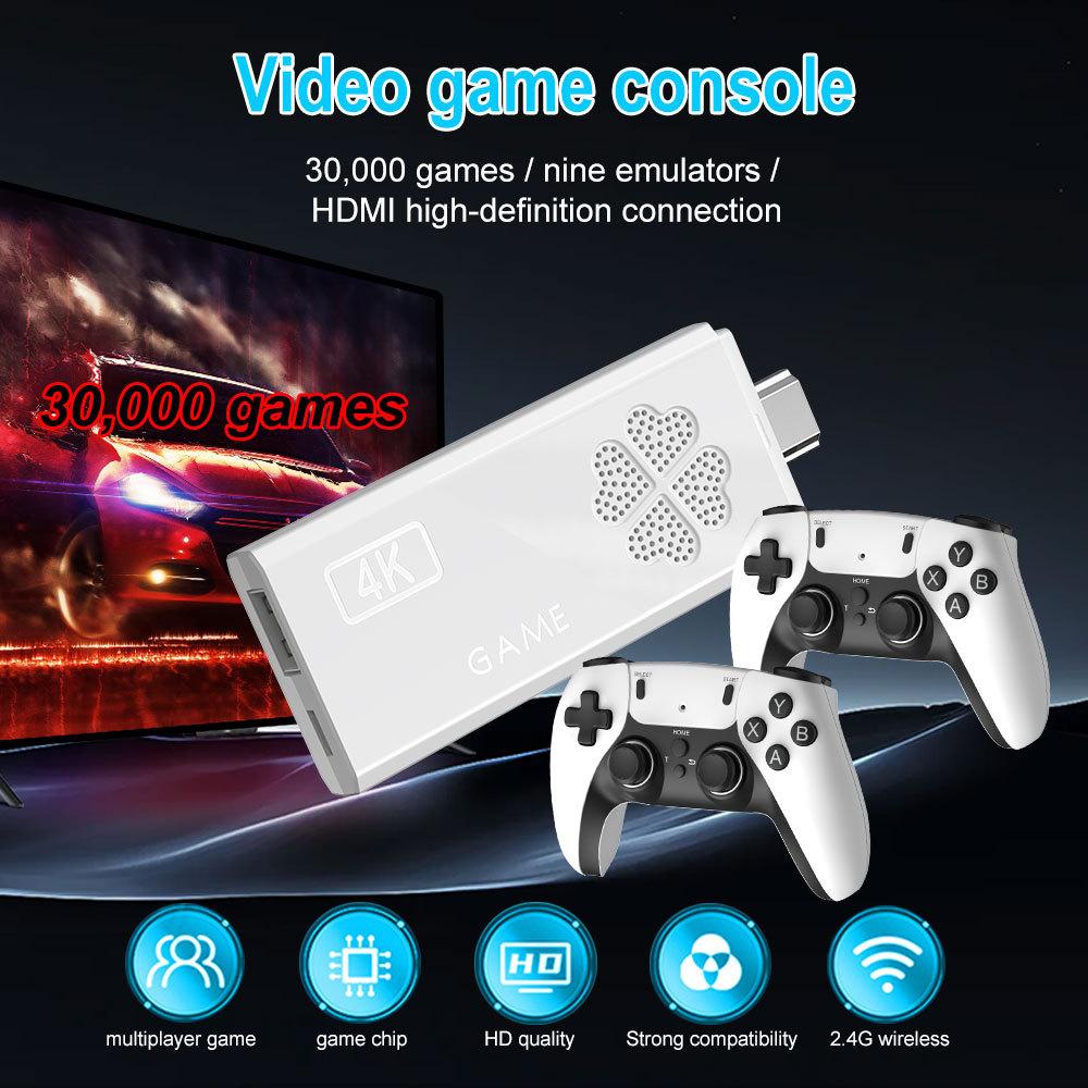 M8II Pro Wireless Retro Game Console with Built-in 30000 Classic Games, 4K HDMI TV Output, Equipped with Dual 2.4G Wireless Controller, 64G Game Stick
