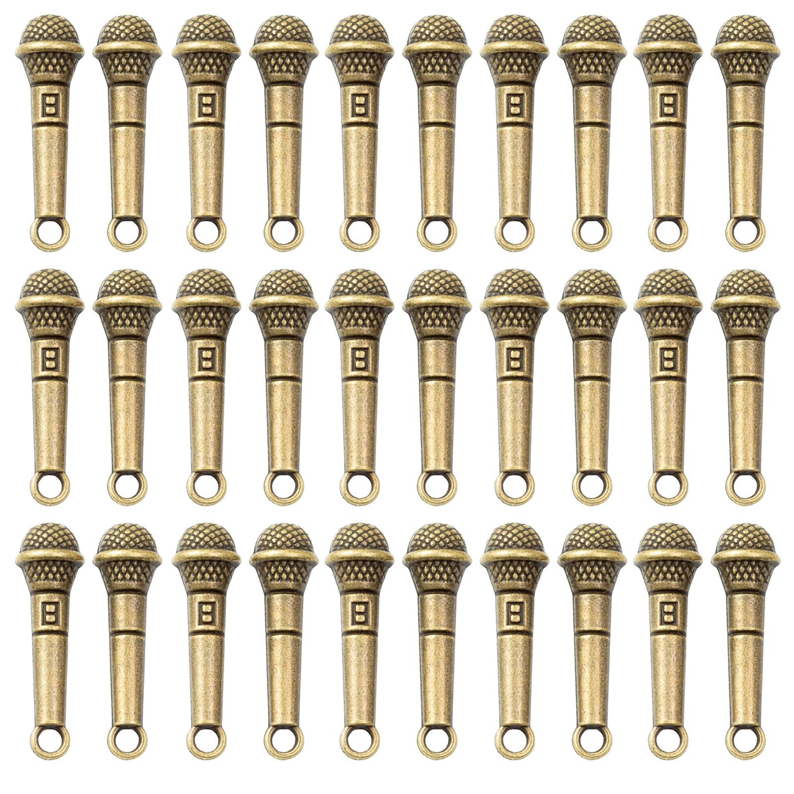 

100Pieces Microphone Pendants Craft Accessories Jewelry Charm Pendant Present for Jewelry Making and Craft Enthusiasts 1