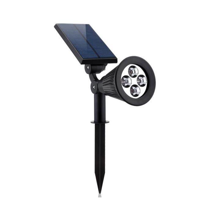 Projecteur Solaire Etanche à Eclairage LED sur Pied pour Jardin et Sentier RR-FLA02-80 - Noir - Adulte
