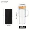 700ML Glasmugg Med Trälock Sugrör 1/2/4ST Genomskinlig Pärlemjölk Juice Förtjockad Glasmugg Dryckesvaror Kaffemugg