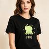 Aesthetic Cute Pet Unisex Cotton Tshirt Cartoon Smiling Frog Star Decor Print Minimalist Kawaii Style Casual Short Sleeve Tops