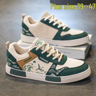 Men's Plus Size Canvas Skate Shoes - Autumn/Winter, Breathable, National Tide Style, Sizes 45/46/47