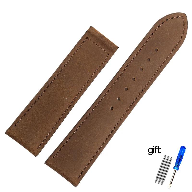 Genuine Leather watch band For Hamilton Kaqi Field Aviation  Oris Omega Frosted Folding Buckle Watch Chain 20mm 22mm  Strap