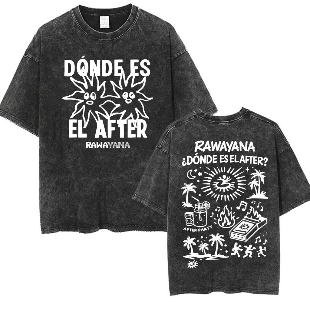 Magliette Vintage Lavate Uomo Donna Moda Hip Hop Pop Musica T Shirt Casual Larga Manica Corta Rawayana Veneka Band Album
