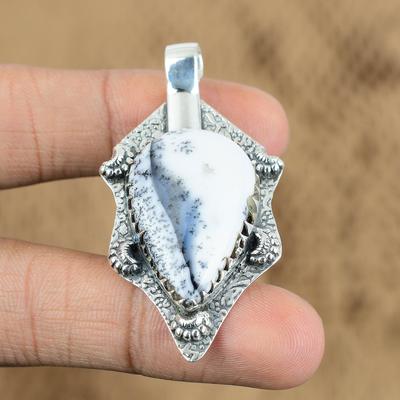 Wedding Gift For Her 925 Sterling Silver Natural Dendrite Opal Gemstone Pendant