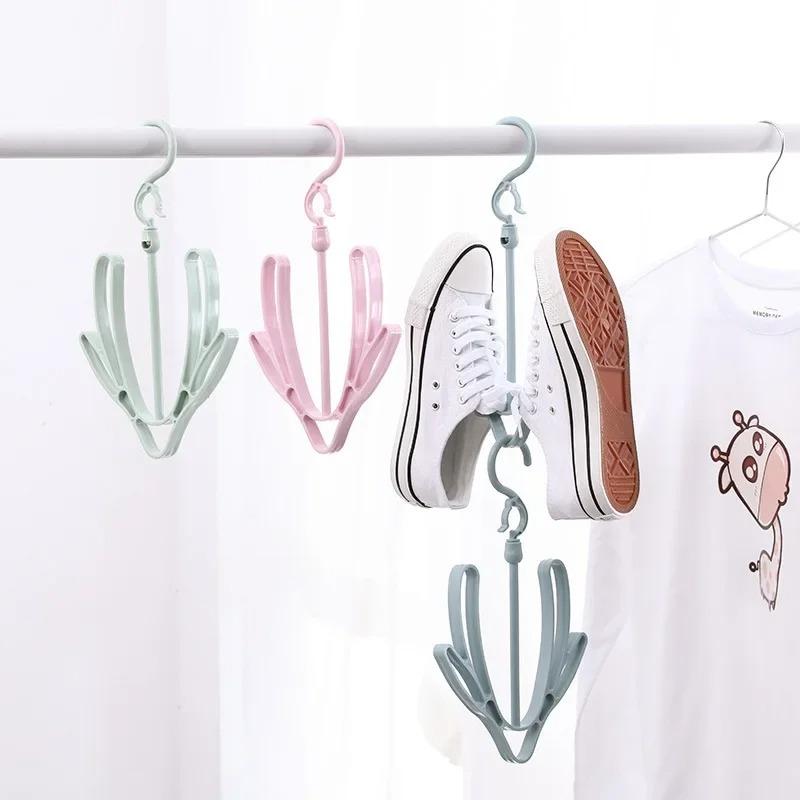 Dry Shoe Rack Organizer Hanger Multi-purpose Shoes Drying Rack Vertical Hang Rack Clothes Holder Sandals Hook Outdoor Windproof