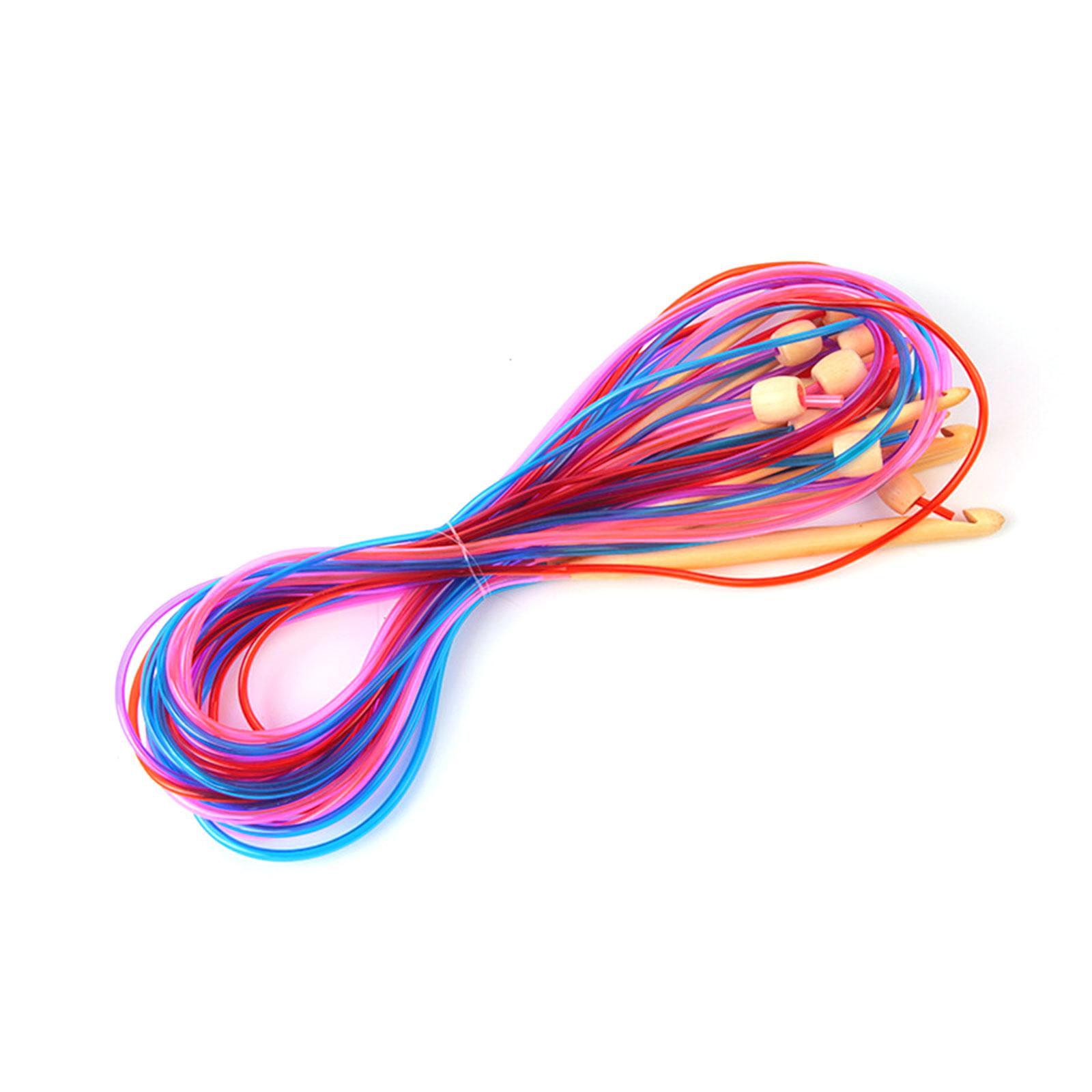 Multicolor Aluminum Afghan Crochet Hook with Cable Weave Knitting Needle, Scissors, Needle, Measure Tape