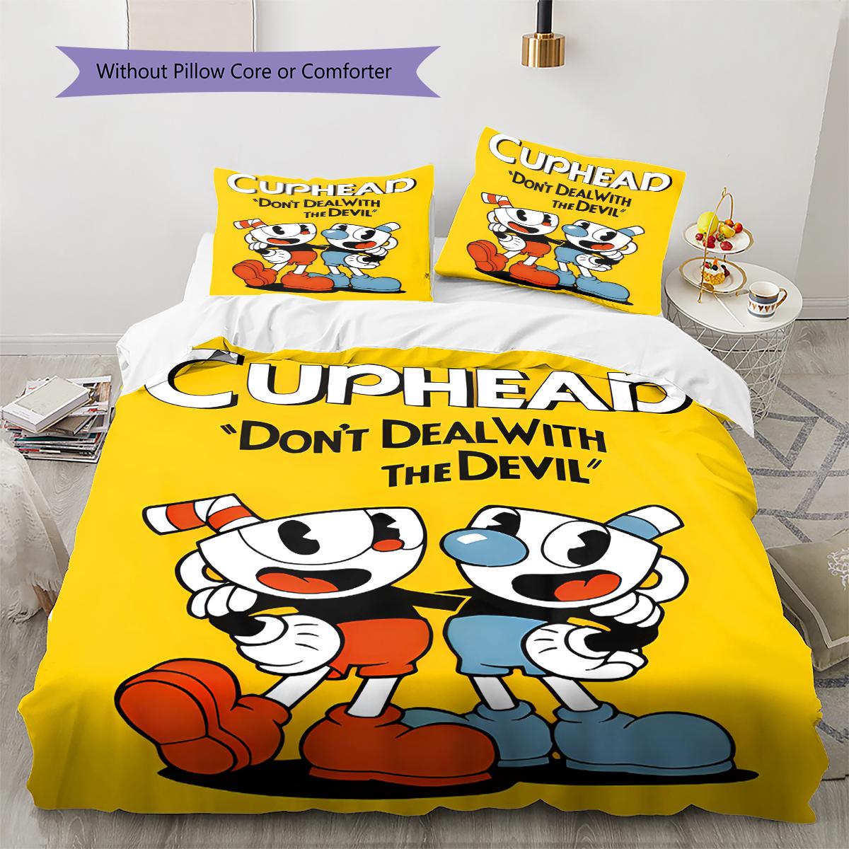 

Набір постільної білизни з візерунком Cuphead Ковдра Покривало Наволочка Домашній Декор Подарунок на День Народження (1 * підковдра + 2 * наволочка, без наповнювача) 200x200cm