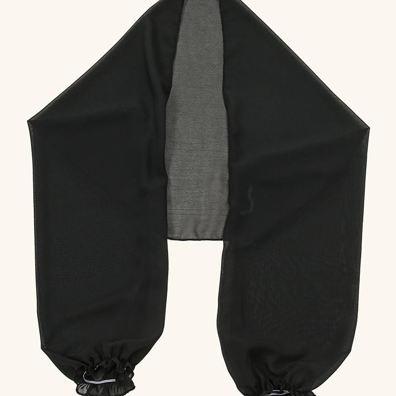 2Pcs Solid Color Chiffon Shawl Summer Air-Conditioned Shirt Sunblock Beach Towel With Shoulder Sleeve Cape Set 150*48Cm