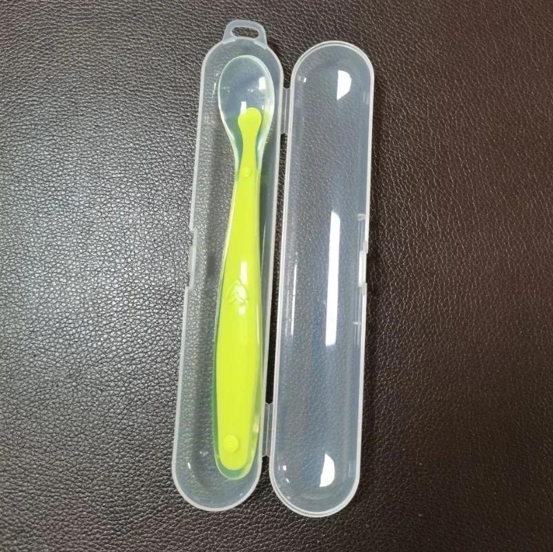 1/2Pcs Silicone Spoon Set Baby Learning to eat Training Spoon Baby Silicone Soft Spoon PP Plastic Box Children's Tableware Box