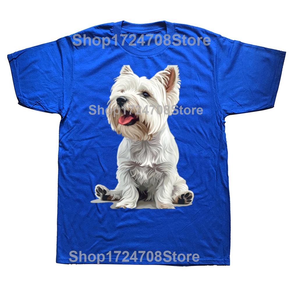 Lustige West Highland White Terrier Hunde Westie T-Shirts Herren Damen Mode Lässiges T-Shirt 100% Baumwolle Locker Übergröße T-Shirt