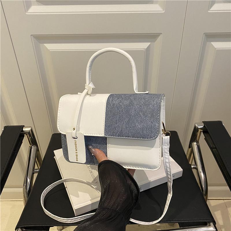 Fashion Splicing Texture Small Square Bag for Women Trendy Shoulder Crossbody Handbag KTB