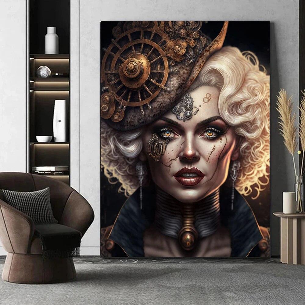 

Стимпанк знаменитости легенды холст картины стены искусства панк Цезарь Монро портрет плакат печать для гостиной домашний декор подарок без рамки 21*30cm