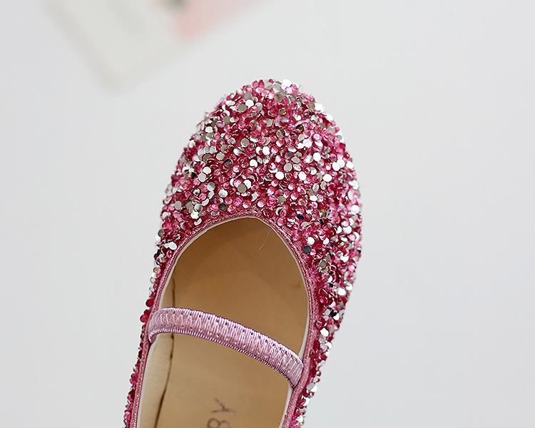 Sequined Princess Pointed-Toe Leather Shoes for Girls