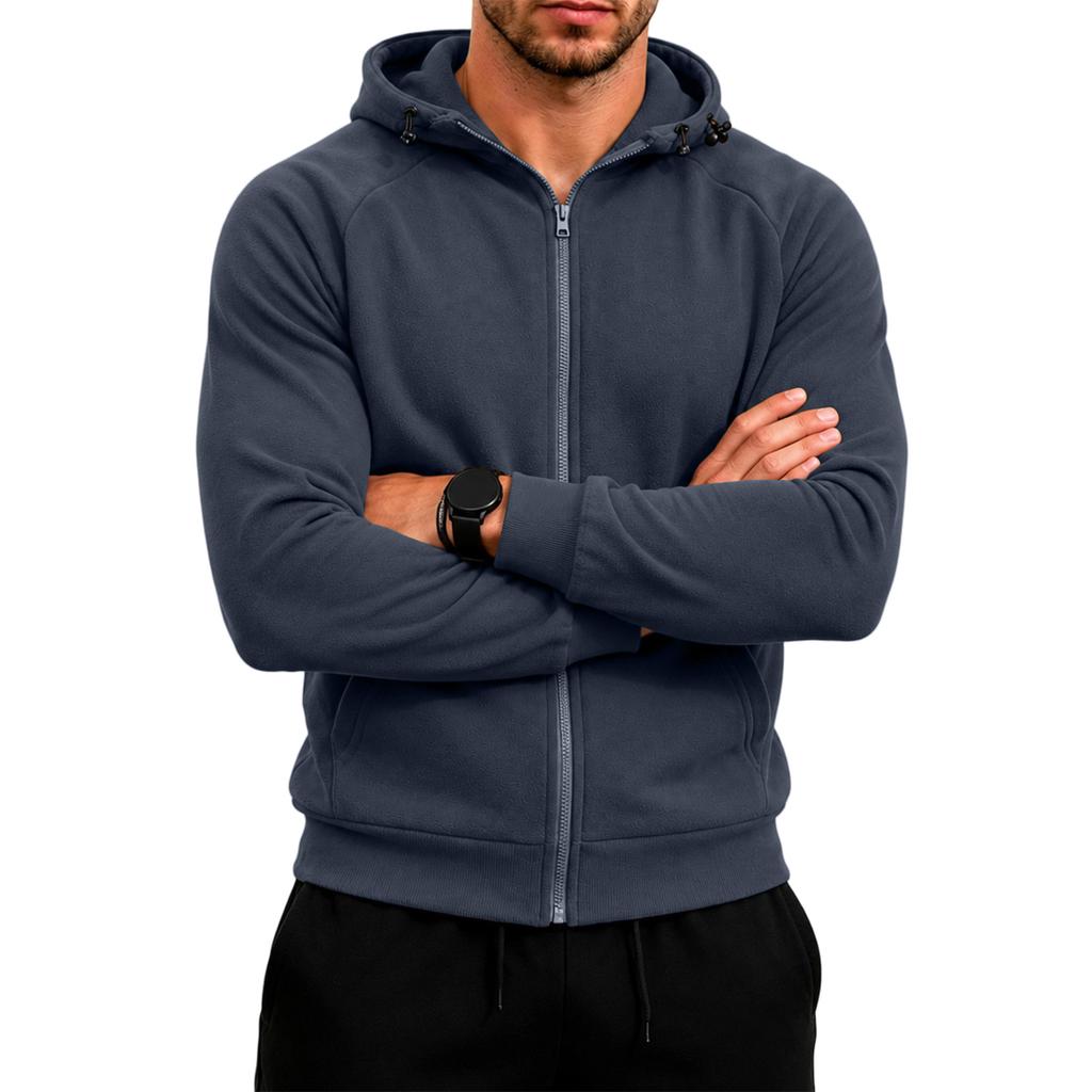 Men's Color Full Zip Hooded Sweatshirt Casual Jacket for Fall Winter Daily Wear