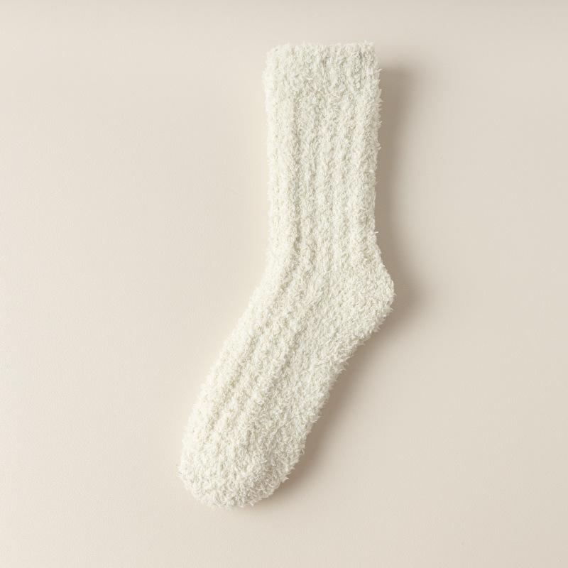 Women Winter Thickened Warm Not Foot Not Hair Coral Wool Home Sleep Tube Moon Socks