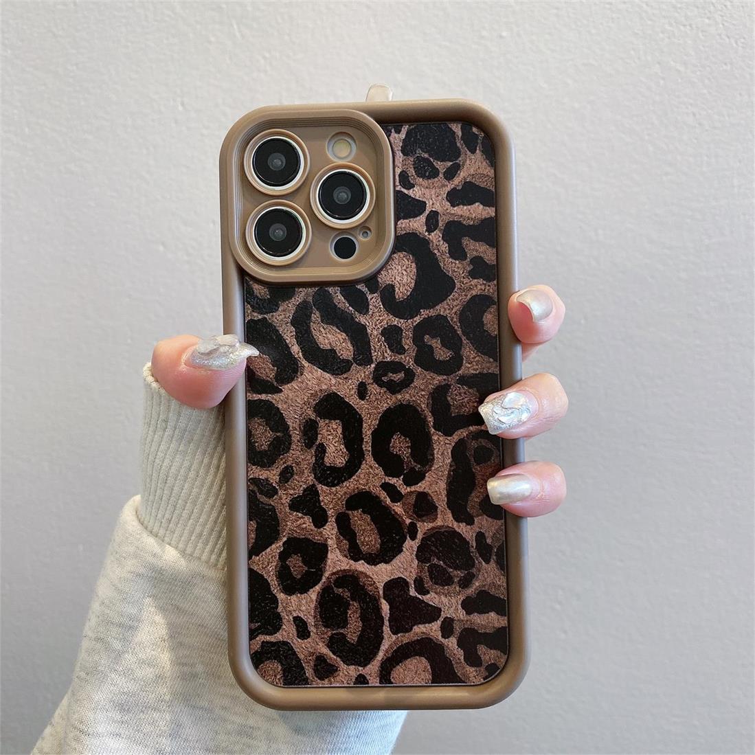 

Leopard Print Suitable for Apple 16 Mobile Phone Case with Bracelet 15promax Bracelet 14 Matte Skin Feeling 13 Full Cover Protective Cover Apple 12