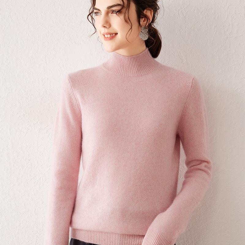 Women's Cashmere Knit Long Sleeve Base Layer Top - Warm, Loose, and Versatile for Autumn/Winter