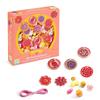 DJECO Fancy Beads Flower Accessory Kit Set: Easy DIY Bracelet Necklace Accessory Stringing Toy, Stylish Educational Toy for Adults, Montessori Style,