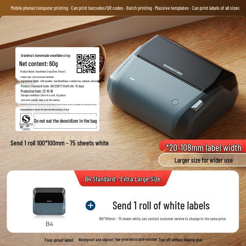Jingchen B1 Thermal Label Printer for Food, Barcode, and Clothing Tags.