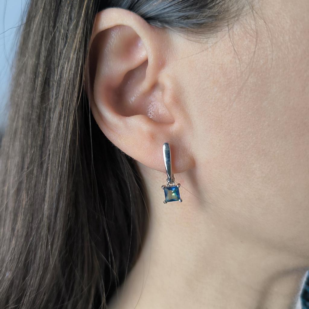 Серебряные серьги с мистик топазом 1ct (2203742)