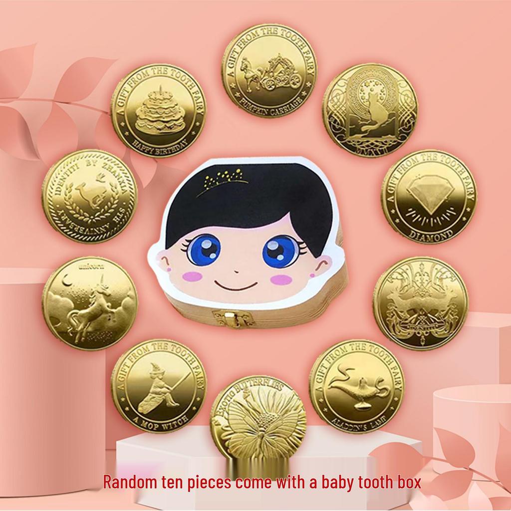 Tooth Fairy Keepsake: Gold Coin Storage Box for Children's Lost Teeth