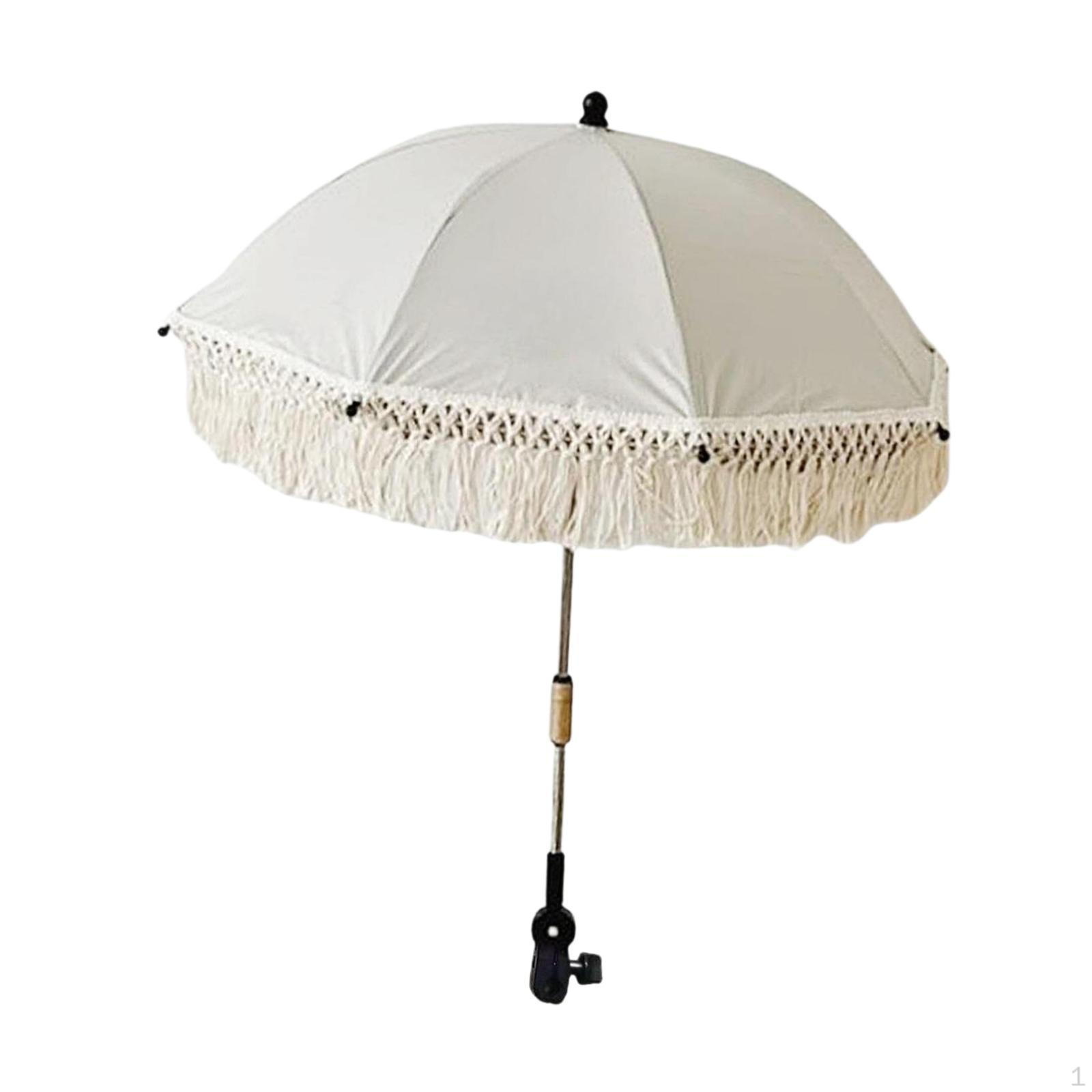 

Umbrella Parasol for Pram, Beach Chair, Trolley Portable Folding Shade with Clamp Outdoor