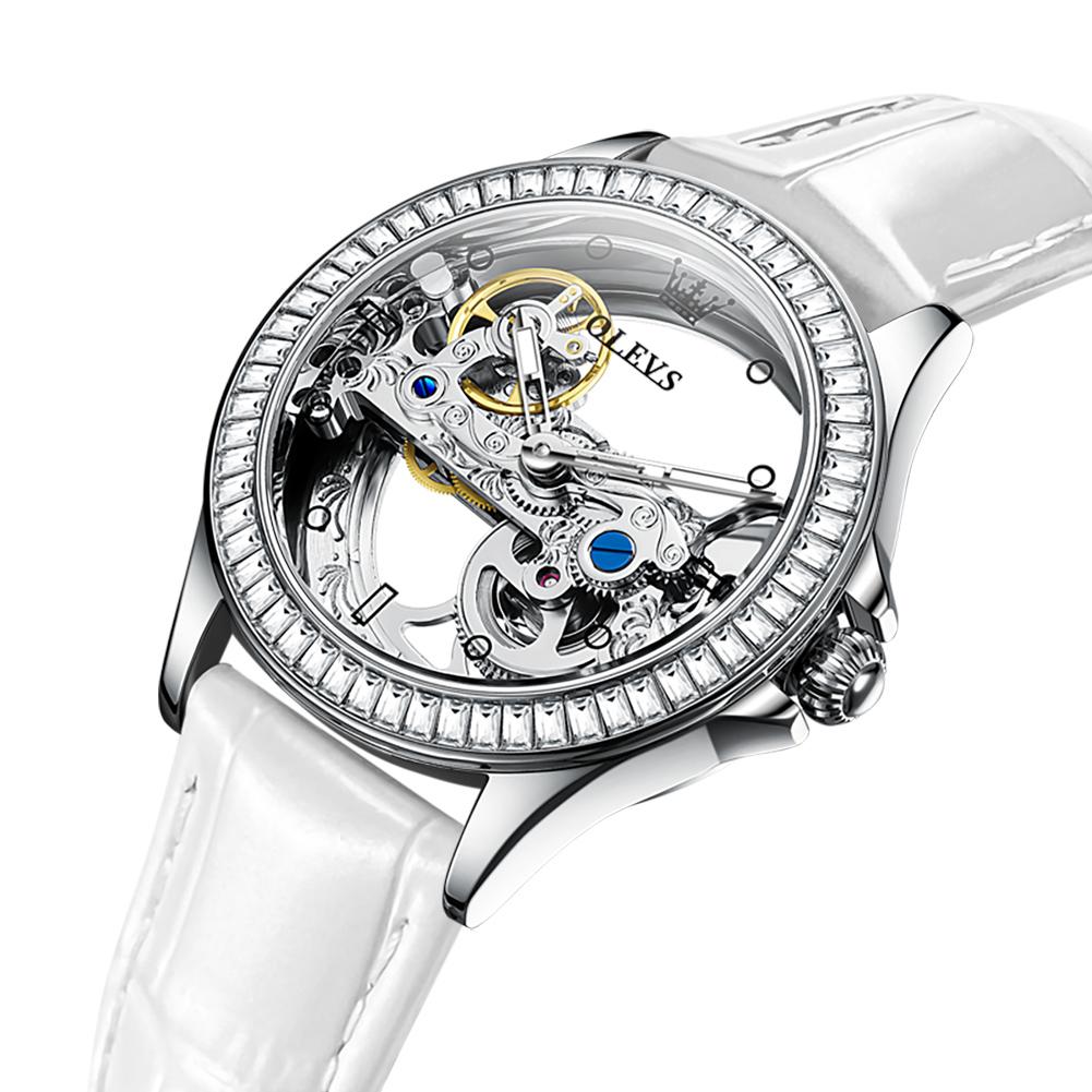 OLEVS Fashion Creative Hollow Design Watch Women Top Brand Luxury Automatic Mechanical Waterproof Women's Watches Reloj Mujer